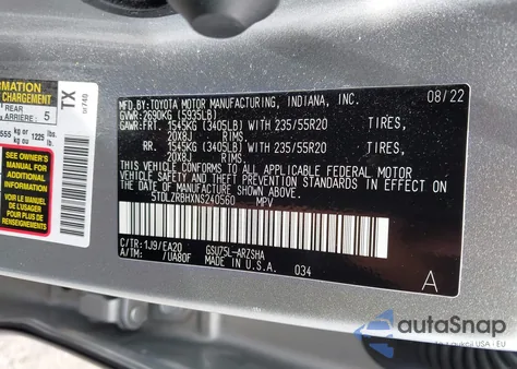 2022 Toyota Highlander Xse z USA, uszkodzony, nr VIN 5TDLZRBHXNS240560